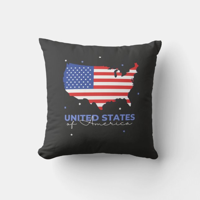 USA Lettering American Flag T-Shirt Cushion (Front)