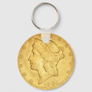 USA Liberty Head Gold Coin $20 1904 Key Ring