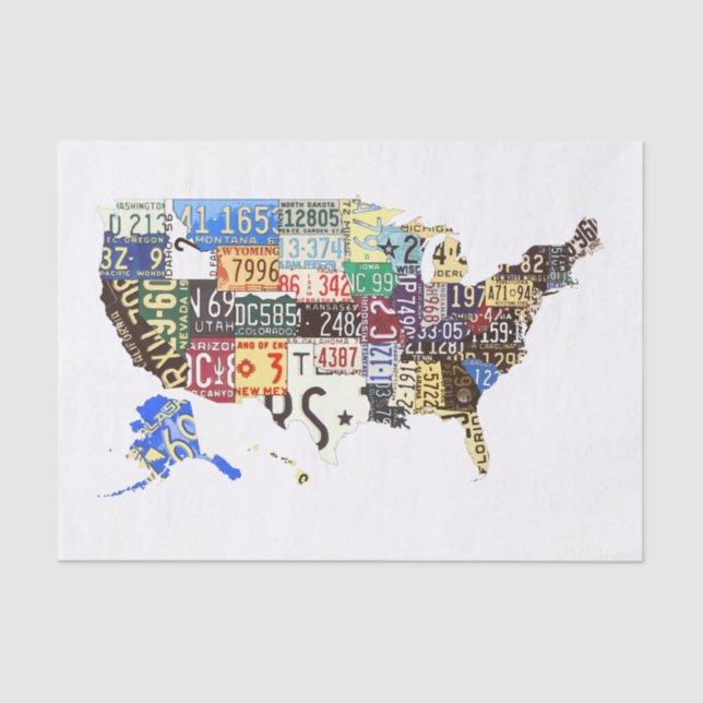 USA license plates - all states vintage Tissue Paper (Front)