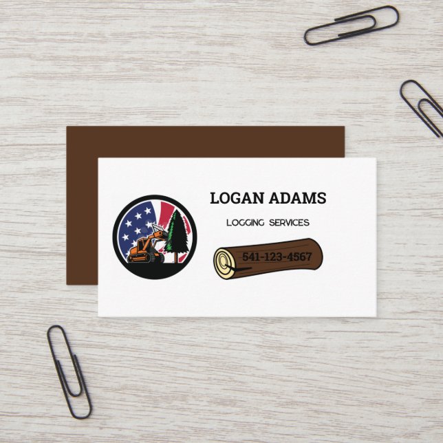 USA Logging Service Business Card (Front/Back In Situ)