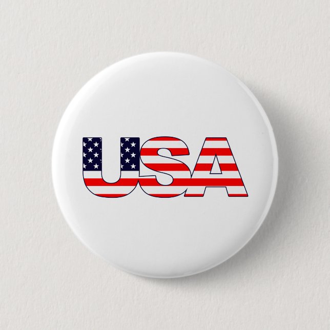 USA Logo Initials with American flag 6 Cm Round Badge (Front)