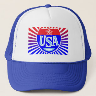 USA Logo Patriotic American Lettered Sign Trucker Hat
