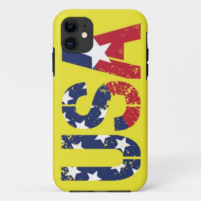 USA Logo, Yellow iPhone 5/5S Case, Barely There Case-Mate iPhone Case (Back)