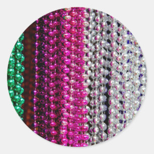 USA, Louisiana, New Orleans. Mardi Gras Beads Classic Round Sticker