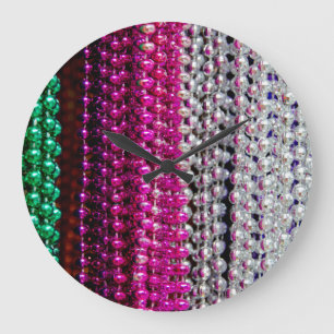 USA, Louisiana, New Orleans. Mardi Gras Beads Large Clock