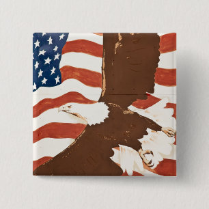 USA, Louisiana, Port Allen. Patriotic mural 15 Cm Square Badge