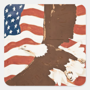 USA, Louisiana, Port Allen. Patriotic mural Square Sticker