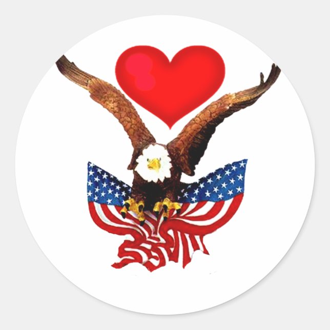 USA Love_ Classic Round Sticker (Front)