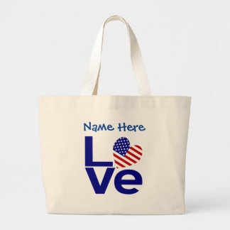 USA Love Flag in Blue Personalised Large Tote Bag