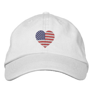 USA Love Heart Flag Embroidered Hat