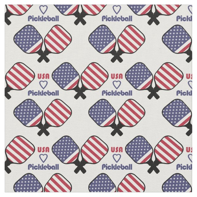 USA loves Pickleball smaller tiles, custom size! Fabric (Close Up)