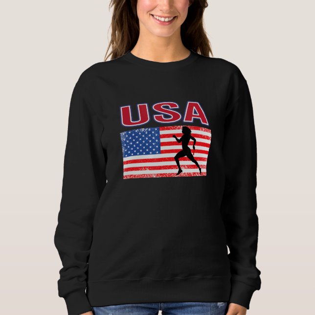 Usa Loves Track And Field Summer Games American Fl Sweatshirt (Front)