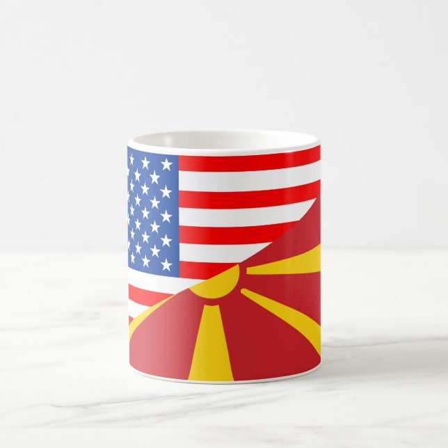 usa macedonia country half flag america symbol coffee mug (Center)