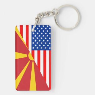 usa macedonia country half flag america symbol key ring