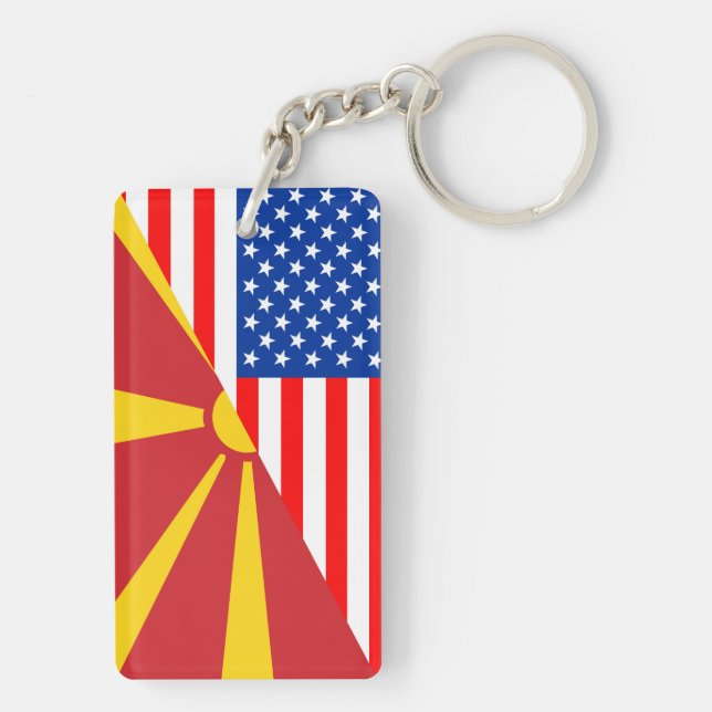 usa macedonia country half flag america symbol key ring (Back)