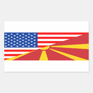 usa macedonia country half flag america symbol rectangular sticker