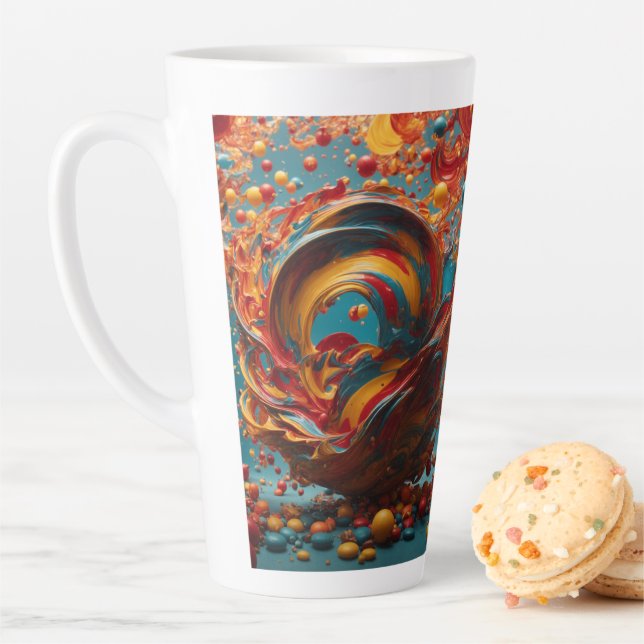 USA-Made Large Latte Mug. Colourful Ceramic Cup. Latte Mug (In Situ)