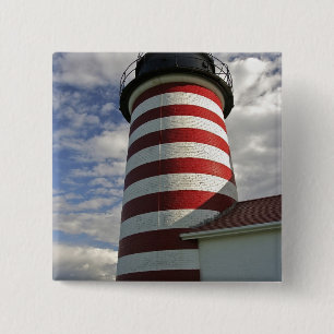 USA, Maine, Lubec. West Quoddy Head LIghthouse 15 Cm Square Badge