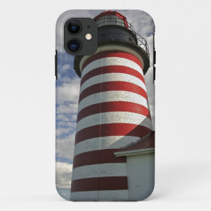 USA, Maine, Lubec. West Quoddy Head LIghthouse iPhone 11 Case