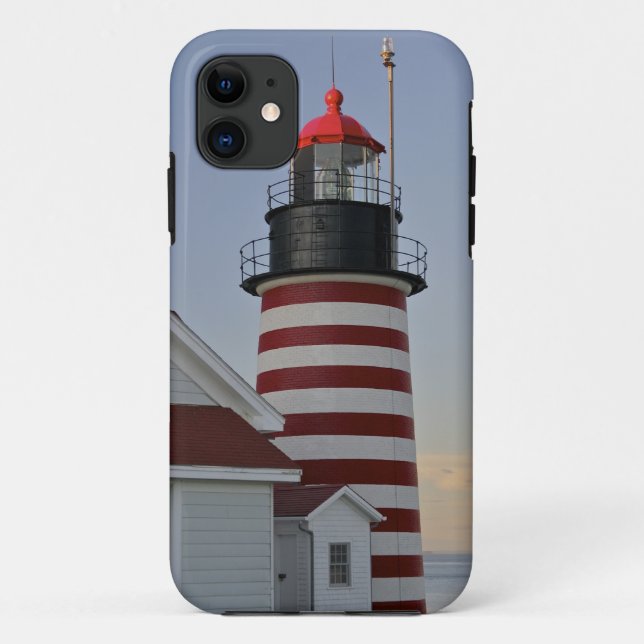 USA, Maine, Lubec. West Quoddy Head Lighthouse, Case-Mate iPhone Case (Back)