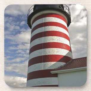 USA, Maine, Lubec. West Quoddy Head LIghthouse Coaster