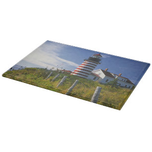 USA, Maine, Lubec. West Quoddy Head Lighthouse Cutting Board