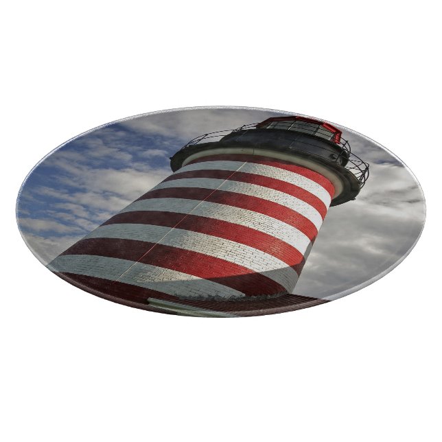 USA, Maine, Lubec. West Quoddy Head LIghthouse Cutting Board (Corner)