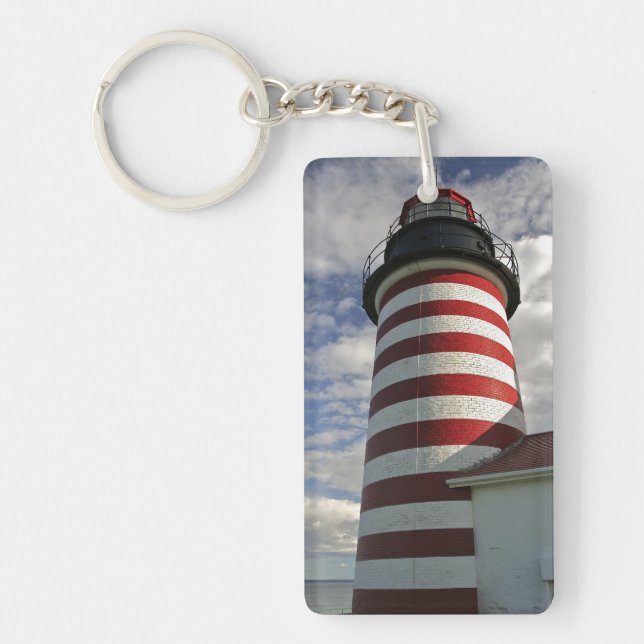 USA, Maine, Lubec. West Quoddy Head LIghthouse Key Ring (Front)