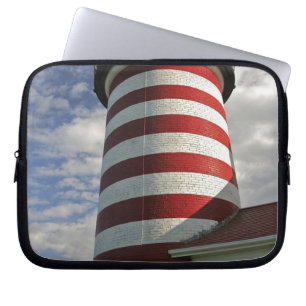 USA, Maine, Lubec. West Quoddy Head LIghthouse Laptop Sleeve