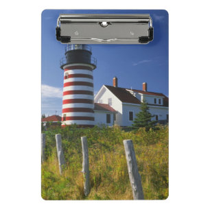 USA, Maine, Lubec. West Quoddy Head Lighthouse Mini Clipboard
