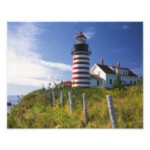USA, Maine, Lubec. West Quoddy Head Lighthouse Photo Print