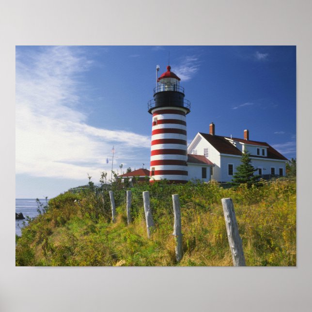 USA, Maine, Lubec. West Quoddy Head Lighthouse Poster (Front)