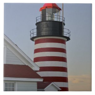 USA, Maine, Lubec. West Quoddy Head Lighthouse, Tile