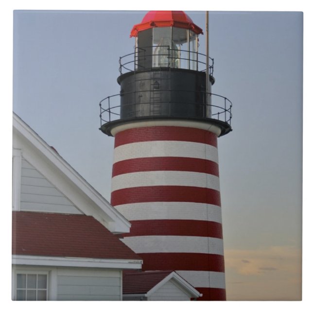 USA, Maine, Lubec. West Quoddy Head Lighthouse, Tile (Front)