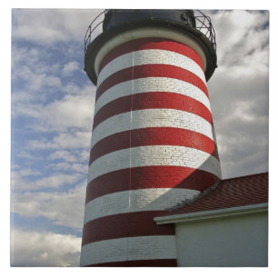 USA, Maine, Lubec. West Quoddy Head LIghthouse Tile