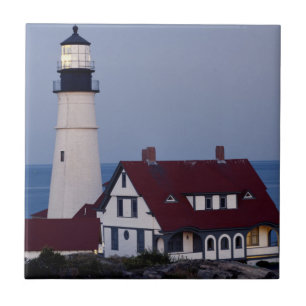 USA, Maine, Portland, Cape Elizabeth, Lighthouse Ceramic Tile