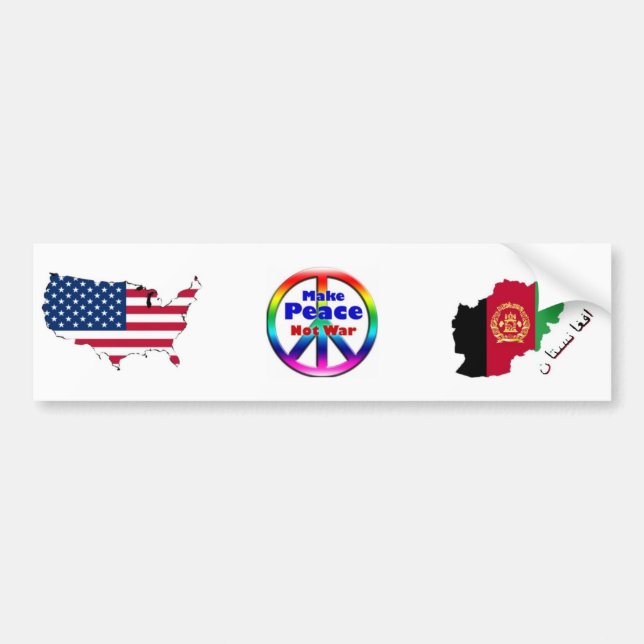 USA "Make Peace Not War" Afghanistan Bumper Sticker (Front)