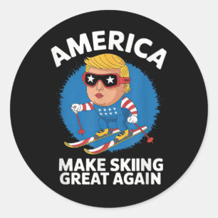 Usa Make Skiing Great Again Donald Trump Apres Ski Classic Round Sticker