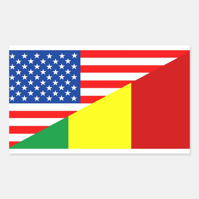 usa mali country half flag america symbol rectangular sticker (Front)