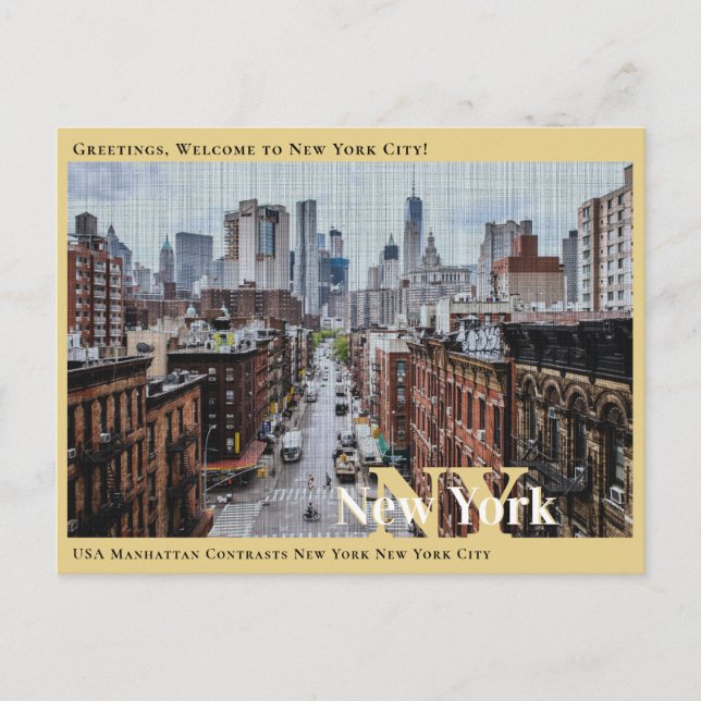 USA Manhattan Contrasts New York New York City  Postcard (Front)