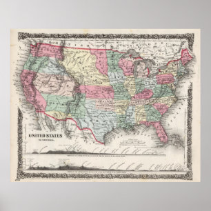 USA Map 1859 (37"X30")USA Map 1859 37X30 Poster