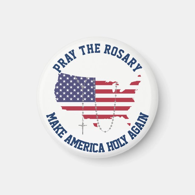 USA MAP AMERICAN FLAG HOLY ROSARY MAGNET (Front)