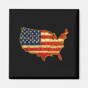 USA Map American Flag Minimal Patriotic Graphic Magnet