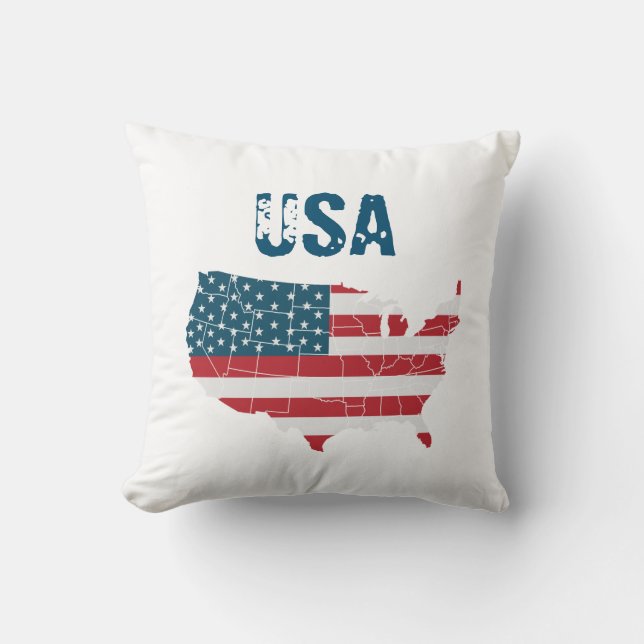 USA map and flag  stars and stripes Cushion (Front)