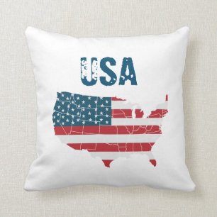 USA map and flag  stars and stripes Cushion