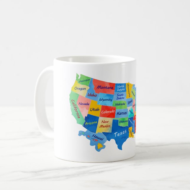 USA MAP COFFEE MUG (Front Left)