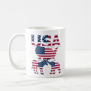 USA Map Donkey Elephant on Flag Political Election Coffee Mug