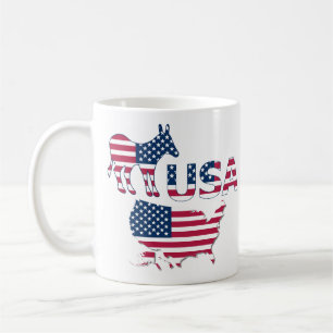 USA Map Flag Democratic Party Donkey Political Coffee Mug