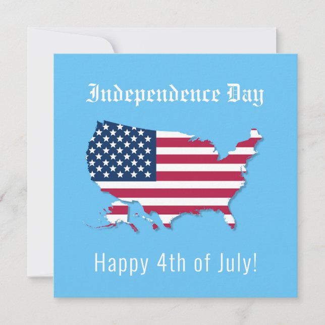 USA Map Flag Independence Day Happy July 4th Card (Front)