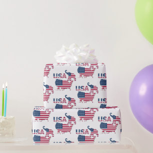 USA Map Flag Political Republican Party Elephant Wrapping Paper